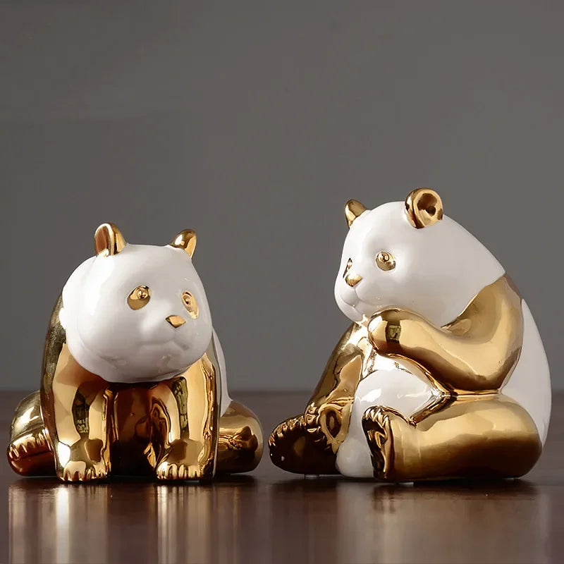 Afralia™ Panda Ceramic Crafts Decoration for Home and Office