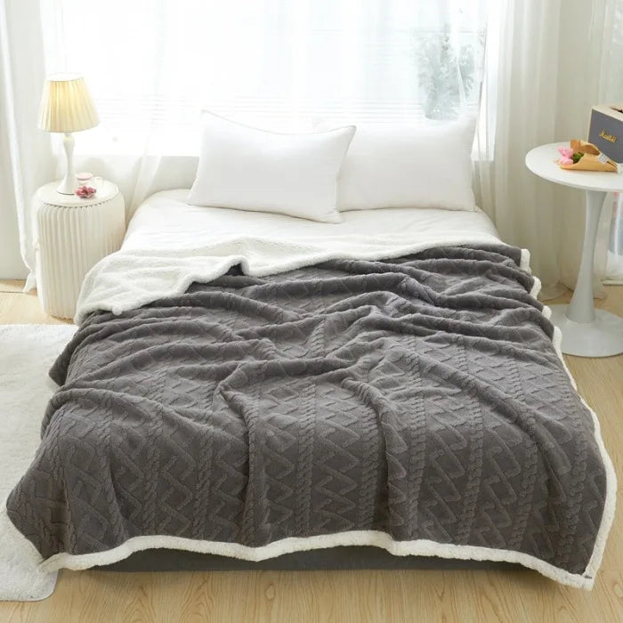 Afralia™ Velvet Fleece Geometric Blanket Cover | Double Sided Jacquard | All Season Blanket