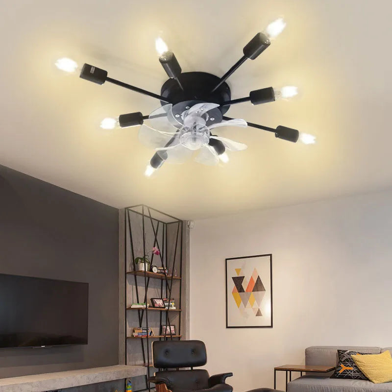 Afralia™ Industrial Ceiling Fan with Remote Control & LED Lights