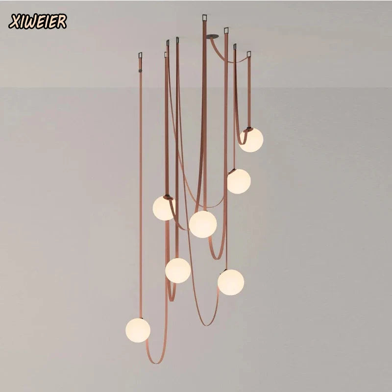 Afralia™ Modern Duplex Villa Staircase Chandelier Glass Ball Living Room Dining Room