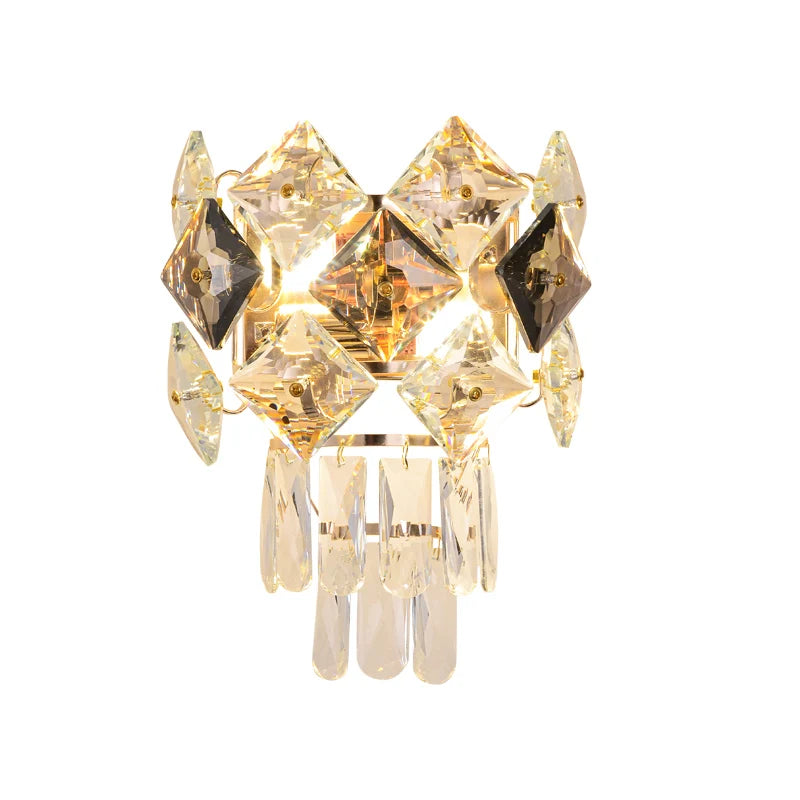 Afralia™ Crystal Gold Stainless Steel LED Dimmable Wall Sconce