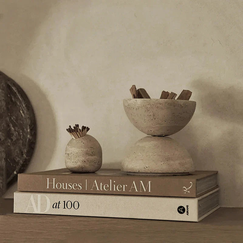 Afralia™ Marble Candlesticks Incense Burner Natural Stone Home Decoration