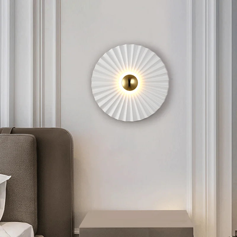 Afralia™ Nordic Lotus Leaf Flower Wall Sconce - Luxury Round White Decor Lamp