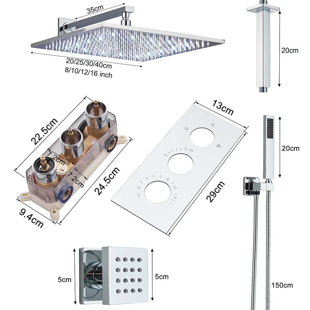 Afralia™ Thermostatic Chrome Shower Faucet Set