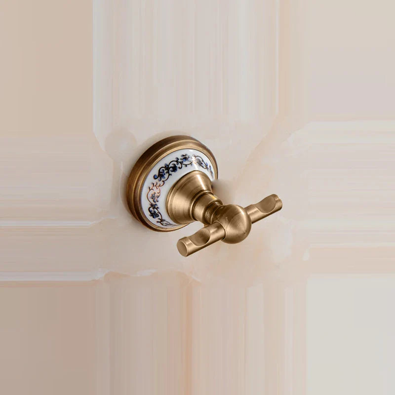 Afralia™ Brass Bathroom Accessories Set: Robe hook, Paper Holder, Towel Bar, Soap Basket