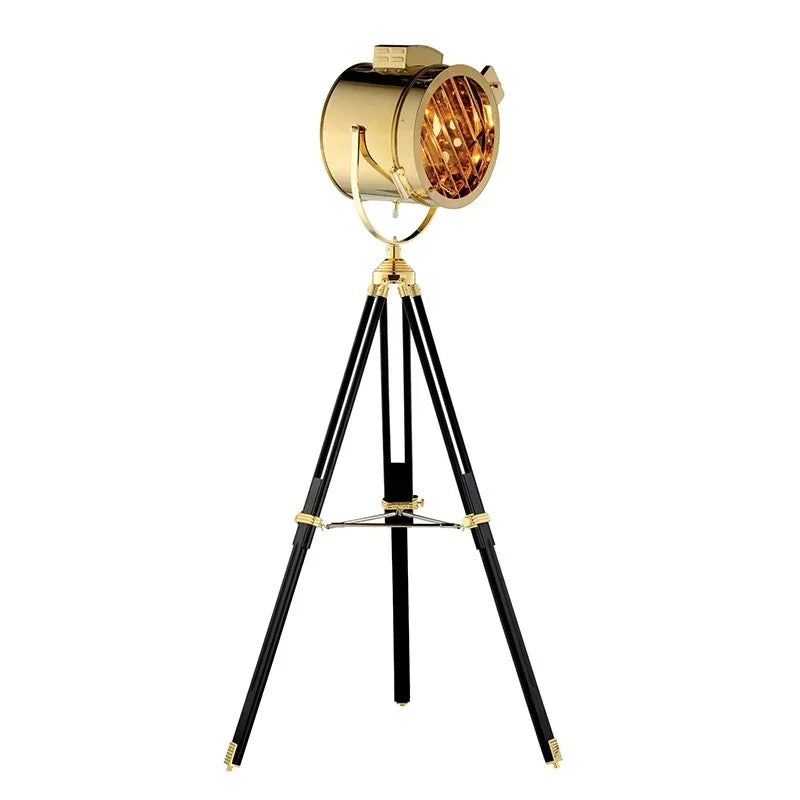Afralia™ Studio Tripod Floor Lamp Sliver Gold Industrial Standing Lamp for Living Room Lighting