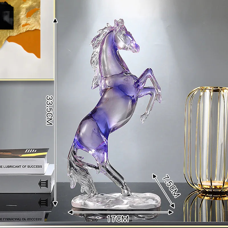 Afralia™ Horse Resin Ornament: Simulation Animal Sculpture, Transparent Colored Decor, Home Figurine