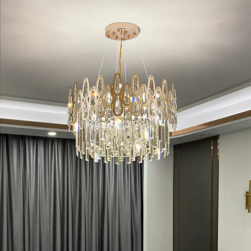Afralia™ Water Drop Crystal Chandelier for Living Room, Dining Room, and Bedroom