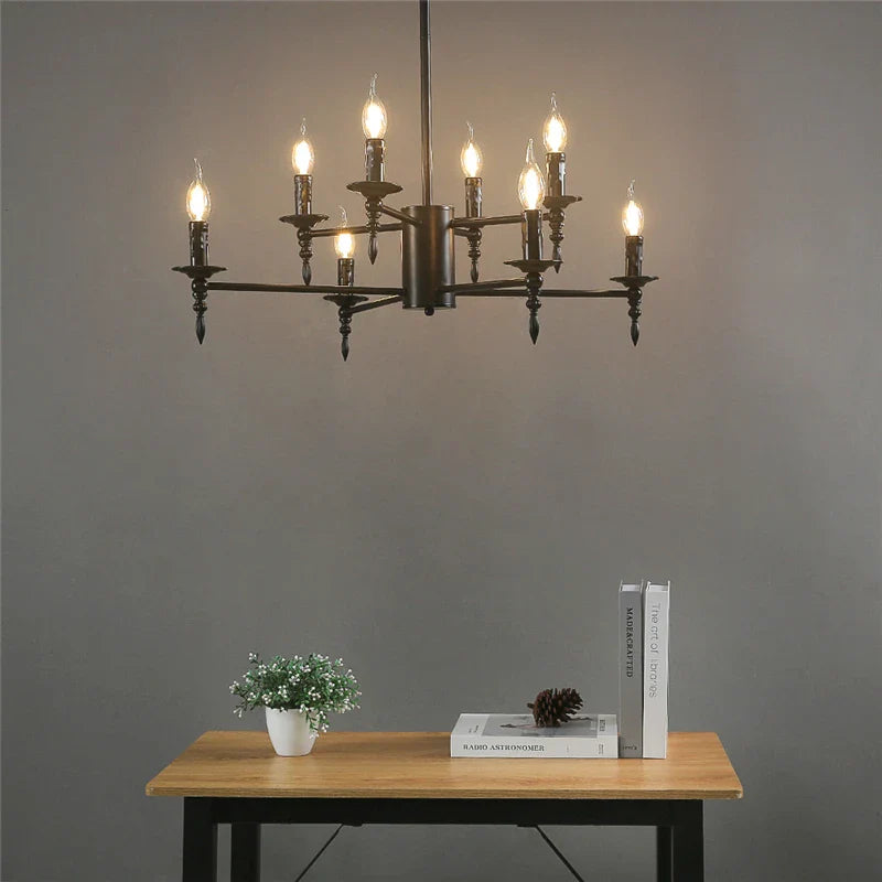 Afralia™ Iron Art LED Candle Chandelier Pendant Light for Living Room & Kitchen