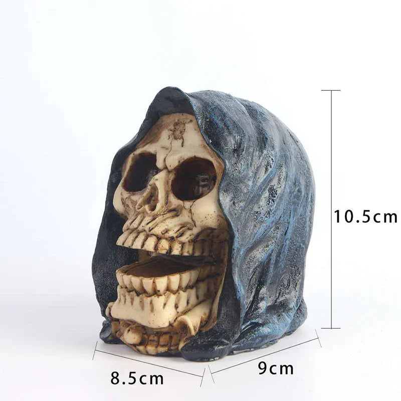 Afralia™ Gothic Resin Skull Statue Decor for Halloween Horror Party