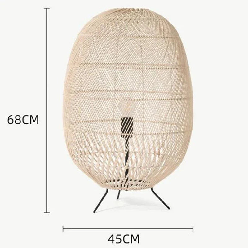 Afralia™ Rattan Ball Floor Lamp for Living Room, Bedroom, Study - Hand-Woven Wood Floor Light