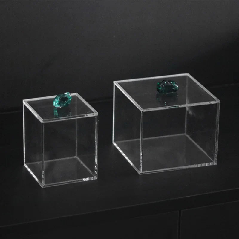 Afralia™ Clear Acrylic Agate Crystal Jewelry Display Box Dustproof Room Decor Holder