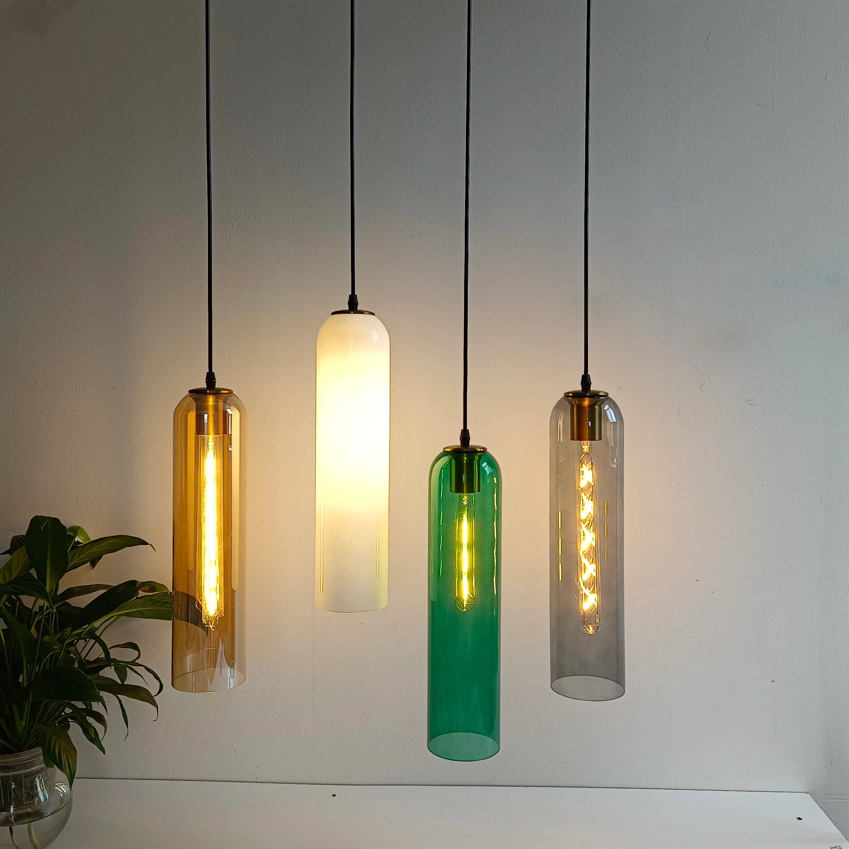Afralia™ Green Glass Nordic Pendant Light E27 Suspension Fixture for Living and Bedroom