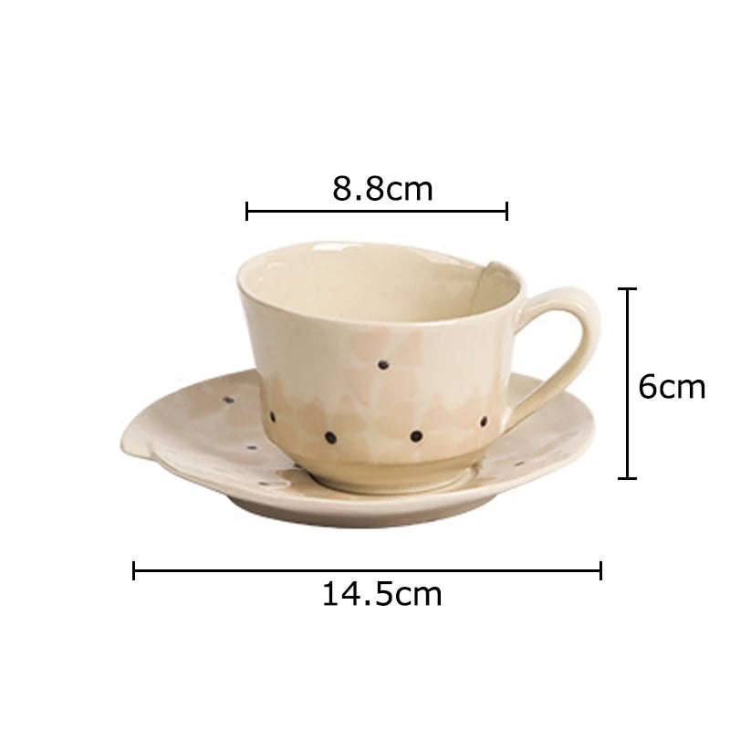 Afralia™ Cherry Blossom Ceramic Cup&Saucer - Floral Pattern Coffee Mug Milk Tea Juice Container