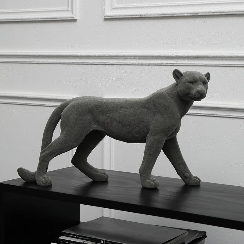 Afralia™ Leopard Flocking Sculpture Cheetah Pendant Home Decor Figurine