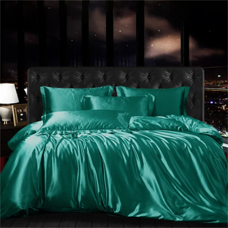 Afralia™ Mulberry Silk-blend Satin Duvet Cover Set for King & Queen Beds