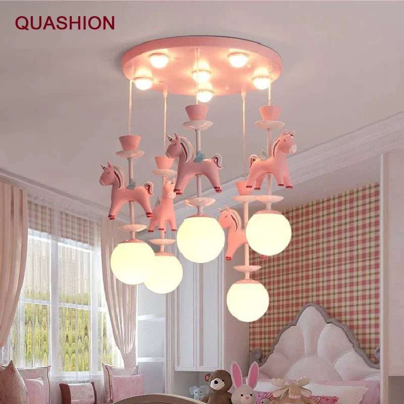 Afralia™ Kids Dream Carousel Chandelier: Modern, Creative & Cute Bedroom Pendant Light