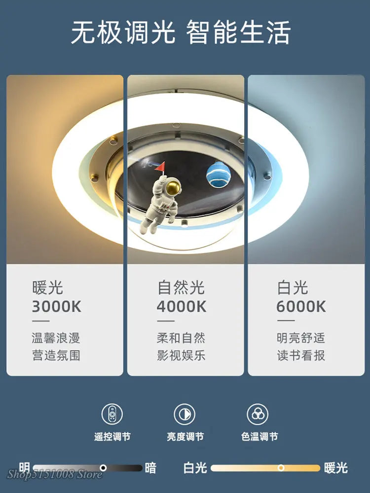 Afralia™ Astronaut Spaceman Planet Kids Room Ceiling Lamp