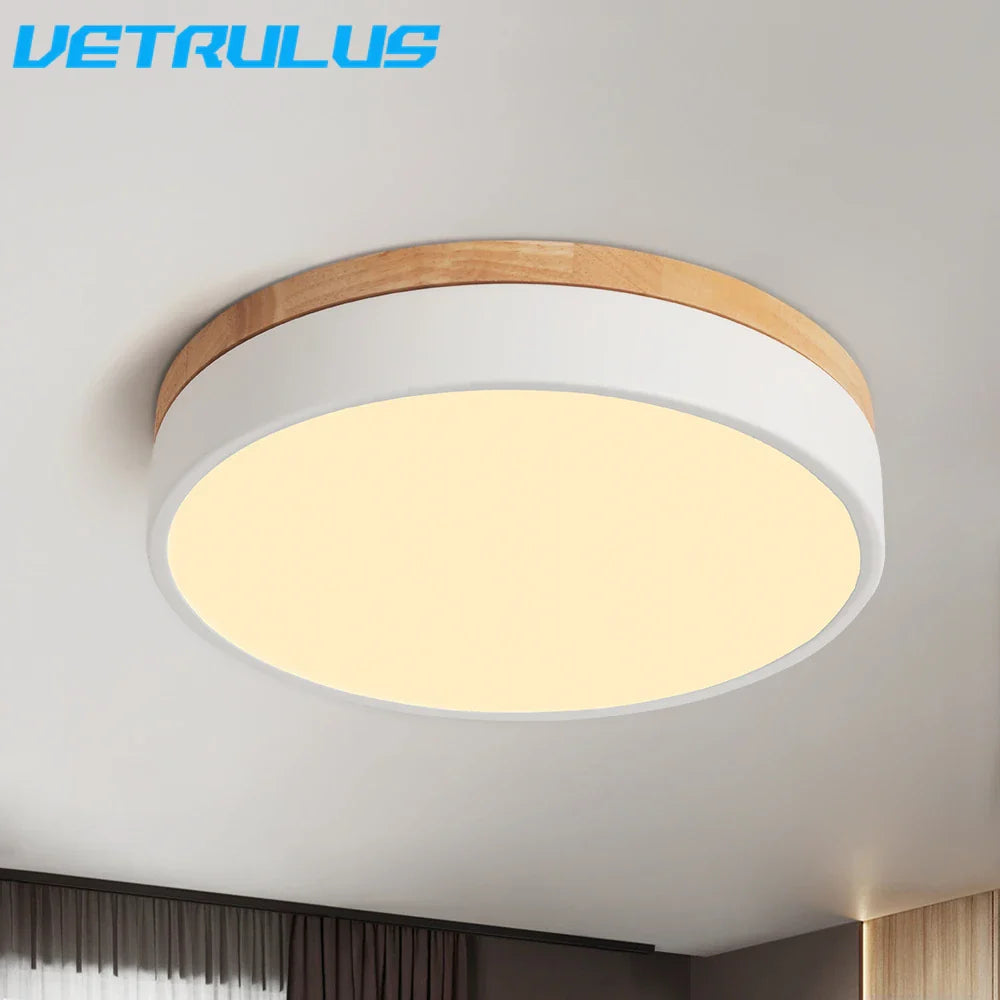 Afralia™ Modern Wooden LED Ceiling Lamp Minimalist Chandelier Pendant Light for Aisle, Bedroom, Corridor