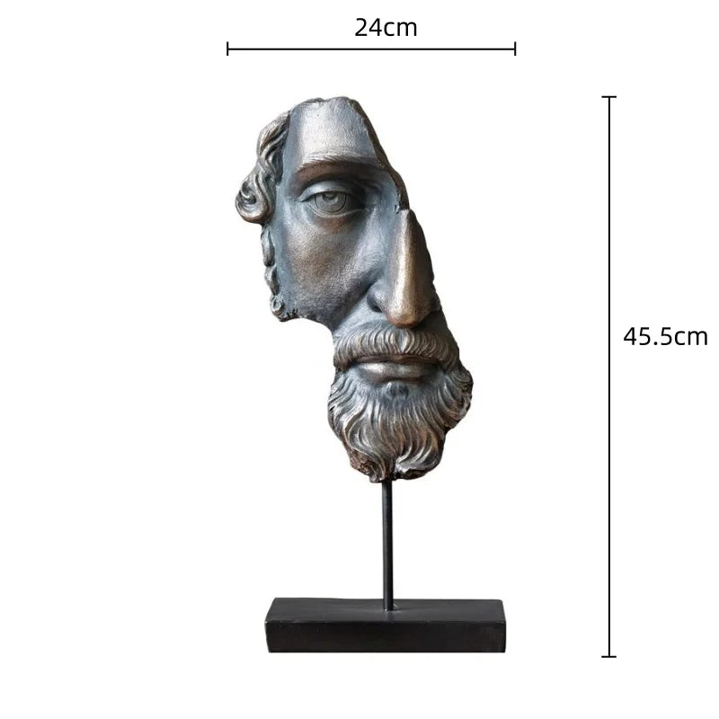 Afralia™ Abstract David Face Resin Sculpture for Home Decor