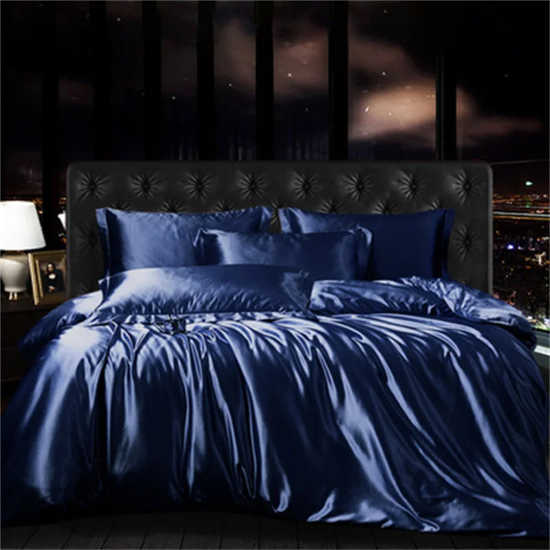 Afralia™ Mulberry Silk-blend Satin Duvet Cover Set for King & Queen Beds