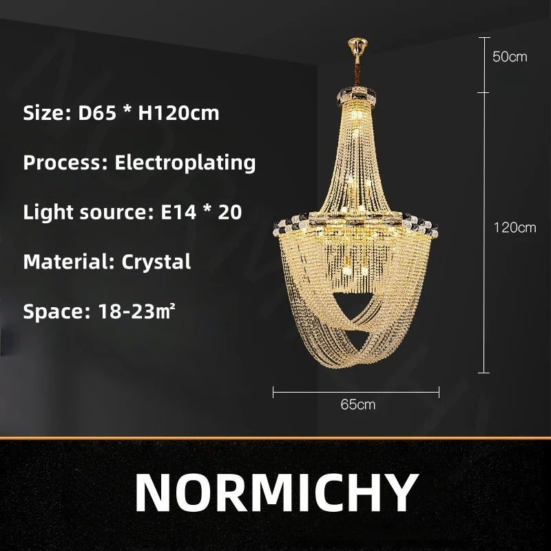Afralia™ Crystal Light Villa Duplex Luxury Pendant Lamp for Living Room & Hotel Lobby