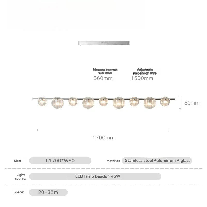 Afralia™ Black Glass Linear Chandelier for Dining Office Bar Modern Kitchen Island