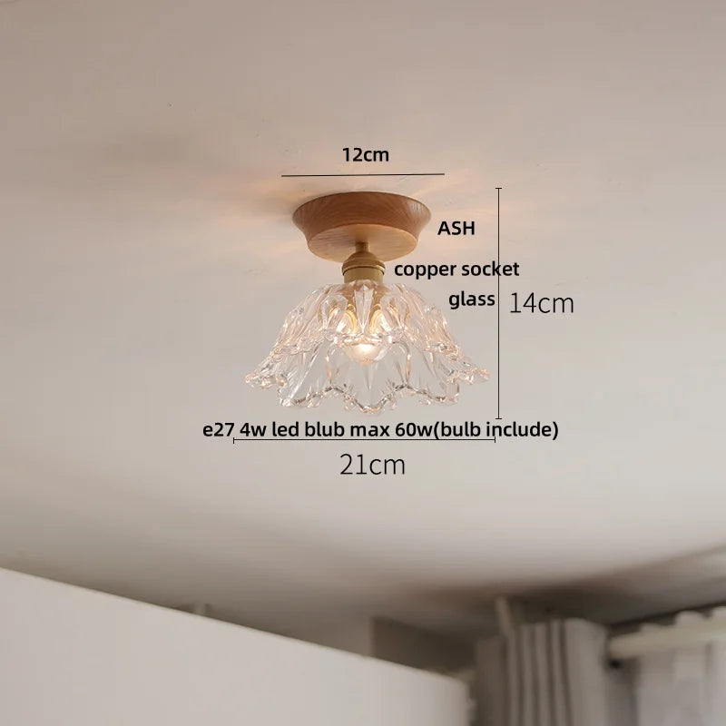 Afralia™ White Ceramic LED Ceiling Lamp Wood Ash Nordic Modern Copper Light