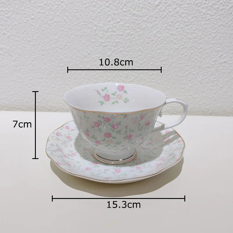 Afralia™ Ceramic Gold-plated Floral Cup & Saucer Set