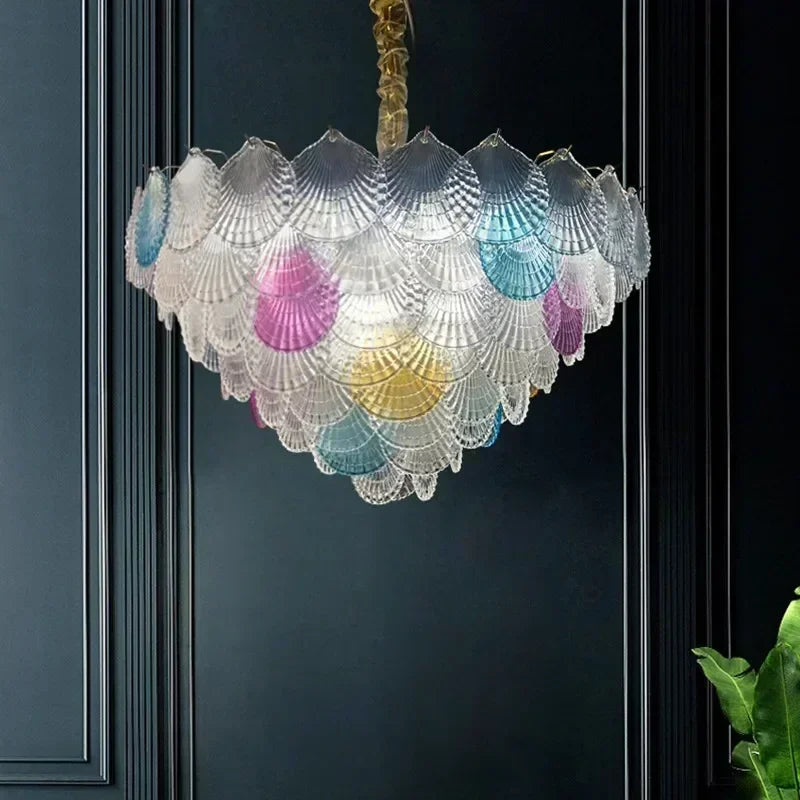 Afralia™ Glass Shade LED Chandelier for Bedroom Living Room Dining Decor