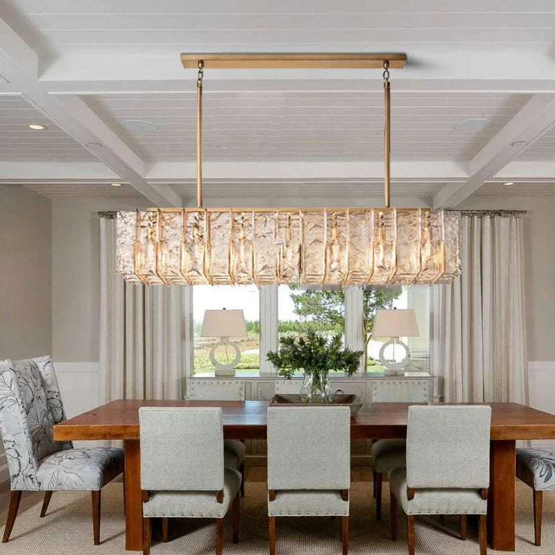 Afralia™ Classic Gold Glass Chandelier Fixture for Living Room & Dining Table