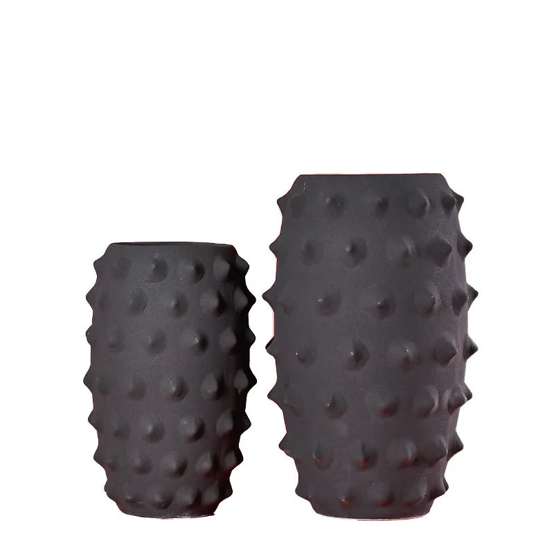 Afralia™ Black Ceramic Sea Urchin Spine Vase - Abstract Geometry Handicraft Decoration