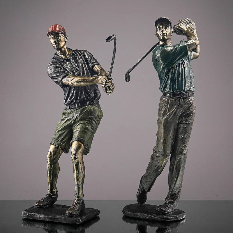 Afralia™ Golf Figure: Vintage Golfer Resin Statue for Home & Office Decor