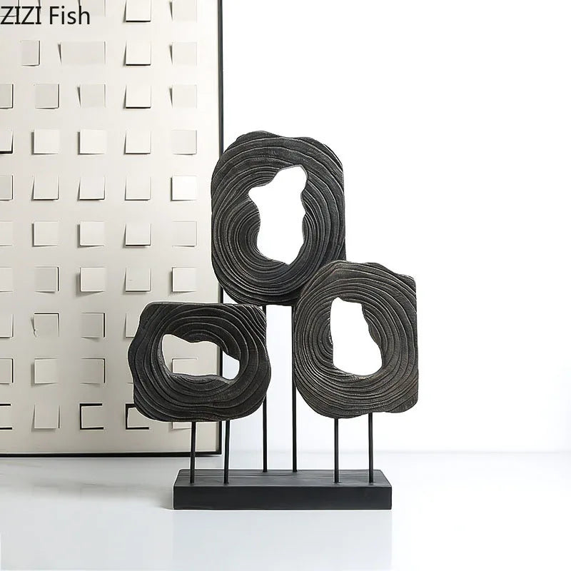 Afralia™ Triangle Hollow Out Wood Sculpture Desk Ornament Artwork Decor