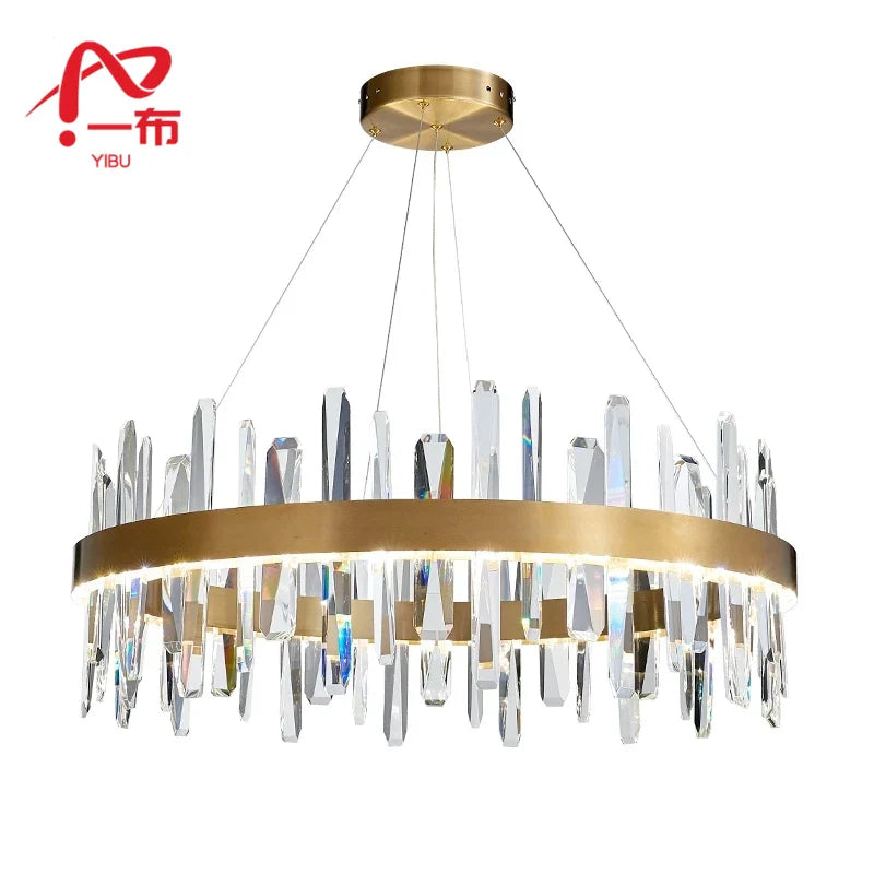 Afralia™ K9 Luxury Pendant Chandelier, LED Indoor Lighting for Kitchen, Living Room, Bedroom