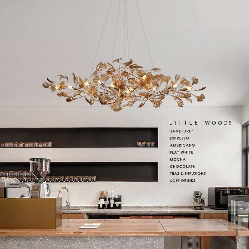 Afralia™ Gingko Leaf Chandelier: Modern Luxury Art Decor for Home, Restaurant & Bar