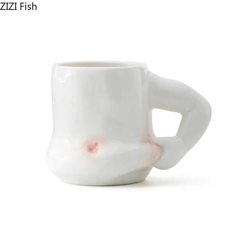 Afralia™ Creative Pinch Belly Ceramic Cup Set for Dining Table Coffee Milk Tea Juice