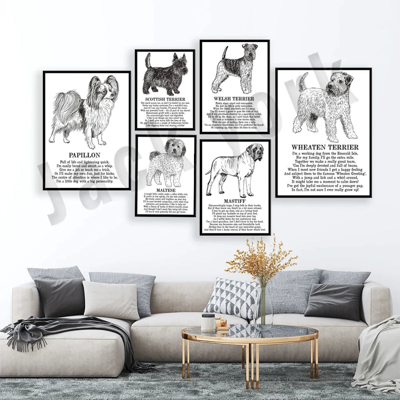 Afralia™ Dog Breed Poster featuring Rhodesian Ridgeback, Havanese, and More