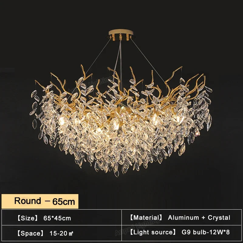 Afralia™ Luxury Gold Chandelier LED Light for Living Room & Hotel Hall