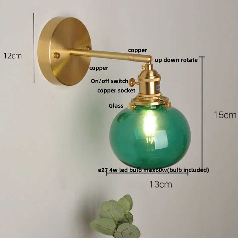 Afralia™ Nordic LED Glass Wall Light with Switch Bedside Lamp