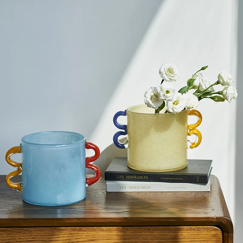 Afralia™ Handcrafted Colorful Glass Vase Straight-tube Hydroponics Terrarium for Home Decoration