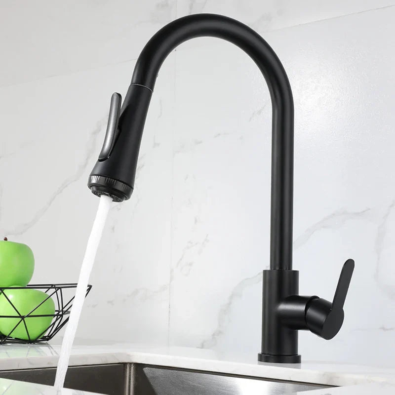 Afralia™ Stainless Steel Pull Out Kitchen Faucet with 360 Degree Rotation