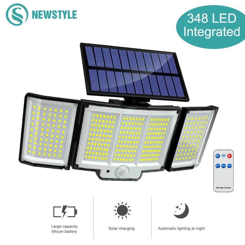 Afralia™ 348 LED Solar Super Bright Motion Sensor Light with 3 Modes