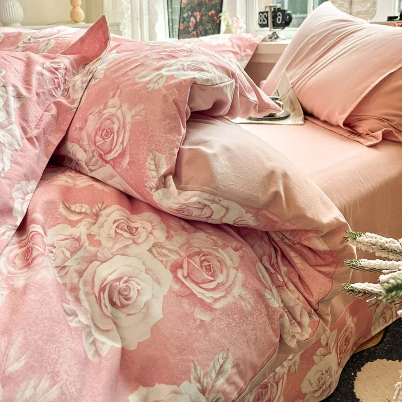 Afralia™ Sanded Cotton Bedding Set King Queen RU Size Duvet Cover Sets, Premium Quality