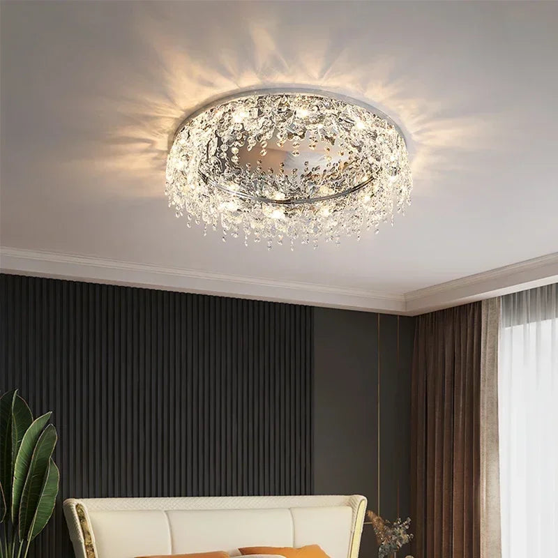 Afralia™ Crystal LED Ceiling Chandelier for Living, Bedroom, Kitchen, Dining Room