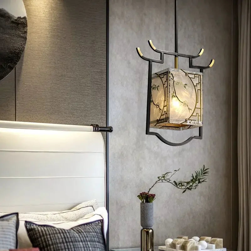 Afralia™ Chinese-Style Copper Decorative Hall Bedroom Bedside Balcony Bar