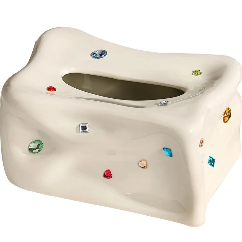 Afralia™ Heart Gemstone Tissue Box & Paper Towel Holder: Desktop Storage & Home Décor