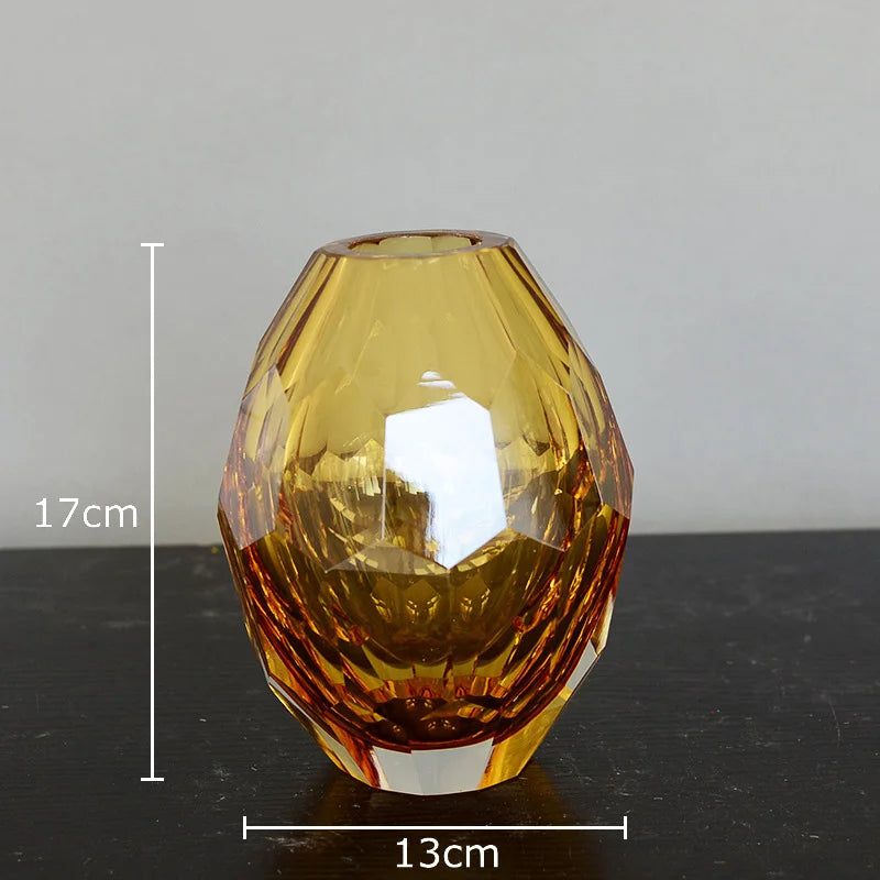 Afralia™ Amber Glass Vase for Desk Decoration and Floral Arrangement
