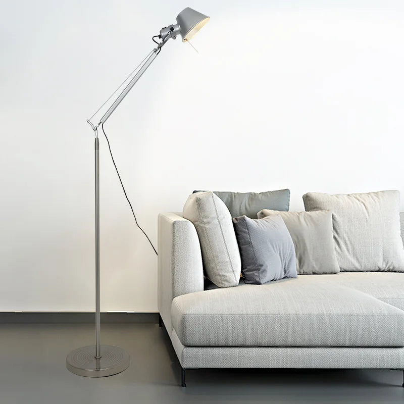 Afralia™ Silver Retro LED Floor Lamp - Adjustable Nordic Designer Floor Light