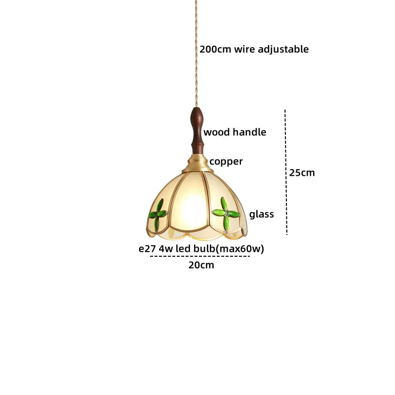 Afralia™ Pink Glass LED Pendant Lights Copper Modern Hanging Lamp Home Decor